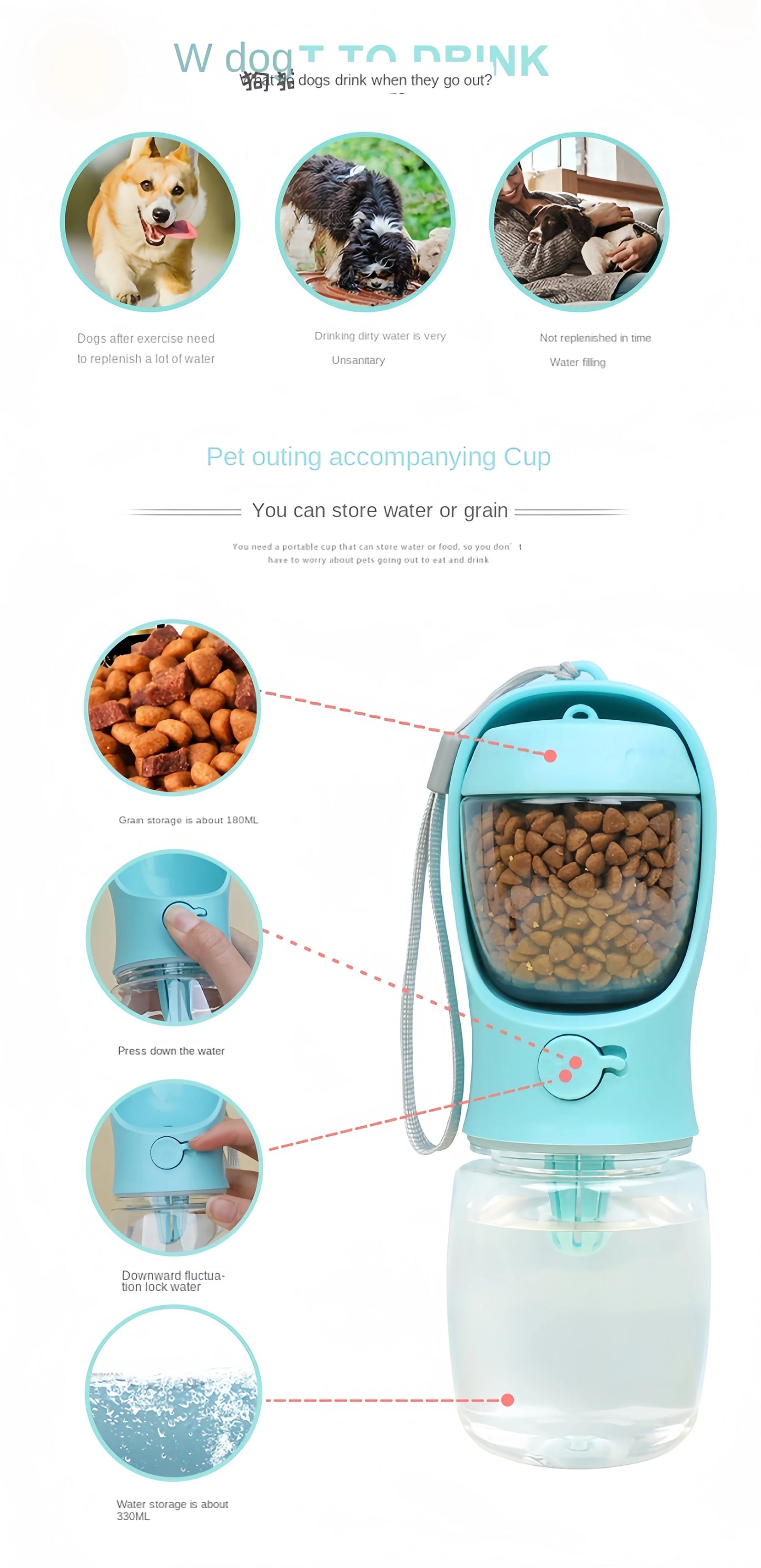 Portable Pet Food & Water Bottle